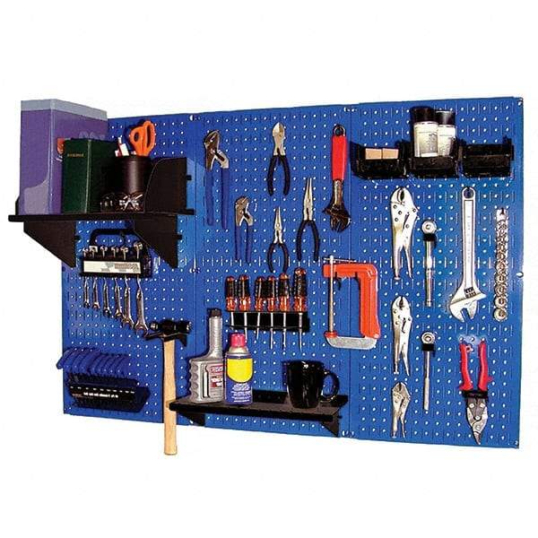 Wall Control - 48" Wide x 32" High Peg Board Kit - 3 Panels, Metal, Blue/Black - Americas Industrial Supply