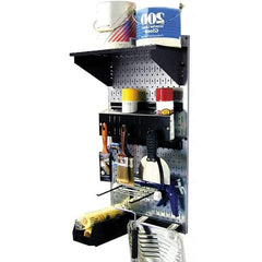 Wall Control - 16" Wide x 32" High Peg Board Kit - 1 Panels, Galvanized Steel, Galvanized/Black - Americas Industrial Supply