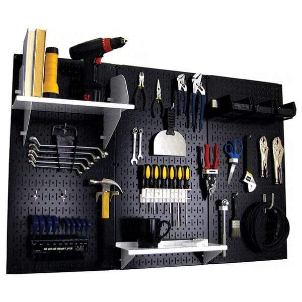 Wall Control - 48" Wide x 32" High Peg Board Kit - 3 Panels, Metal, Black/White - Americas Industrial Supply