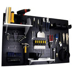 Wall Control - 48" Wide x 32" High Peg Board Kit - 3 Panels, Metal, Black/White - Americas Industrial Supply