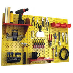 Wall Control - 48" Wide x 32" High Peg Board Kit - 3 Panels, Metal, Yellow/Red - Americas Industrial Supply