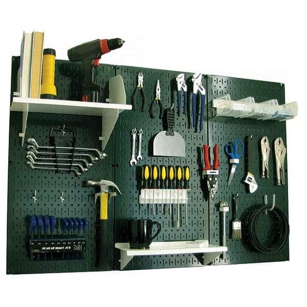 Wall Control - 48" Wide x 32" High Peg Board Kit - 3 Panels, Metal, Green/White - Americas Industrial Supply