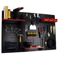 Wall Control - 48" Wide x 32" High Peg Board Kit - 3 Panels, Metal, Black/Red - Americas Industrial Supply