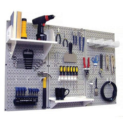 Wall Control - 48" Wide x 32" High Peg Board Kit - 3 Panels, Metal, Gray/White - Americas Industrial Supply