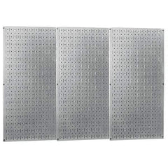 Wall Control - 48" Wide x 32" High Peg Board Storage Board - 3 Panels, Galvanized Steel, Metallic - Americas Industrial Supply