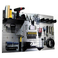 Wall Control - 48" Wide x 32" High Peg Board Kit - 3 Panels, Galvanized Steel, Galvanized/Black - Americas Industrial Supply