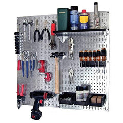 Wall Control - 32" Wide x 32" High Peg Board Kit - 2 Panels, Galvanized Steel, Galvanized/Black - Americas Industrial Supply