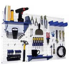 Wall Control - 48" Wide x 32" High Peg Board Kit - 3 Panels, Metal, White/Blue - Americas Industrial Supply