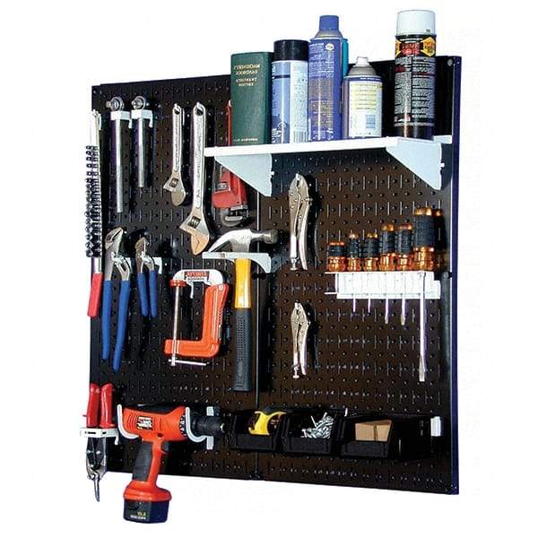 Wall Control - 32" Wide x 32" High Peg Board Kit - 2 Panels, Metal, Black/White - Americas Industrial Supply