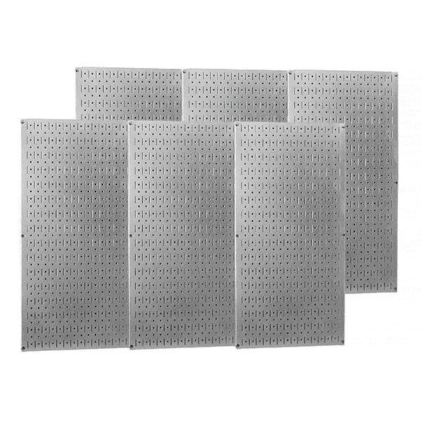 Wall Control - 96" Wide x 32" High Peg Board Storage Board - 6 Panels, Galvanized Steel, Metallic - Americas Industrial Supply
