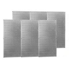 Wall Control - 96" Wide x 32" High Peg Board Storage Board - 6 Panels, Galvanized Steel, Metallic - Americas Industrial Supply