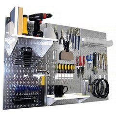 Wall Control - 48" Wide x 32" High Peg Board Kit - 3 Panels, Galvanized Steel, Galvanized/White - Americas Industrial Supply