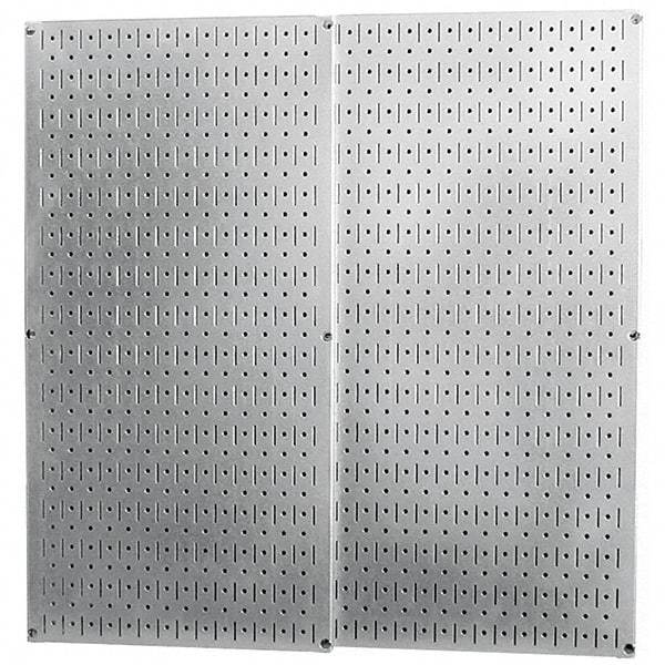 Wall Control - 32" Wide x 32" High Peg Board Storage Board - 2 Panels, Galvanized Steel, Metallic - Americas Industrial Supply