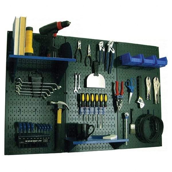 Wall Control - 48" Wide x 32" High Peg Board Kit - 3 Panels, Metal, Green/Blue - Americas Industrial Supply