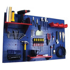 Wall Control - 48" Wide x 32" High Peg Board Kit - 3 Panels, Metal, Blue/Red - Americas Industrial Supply