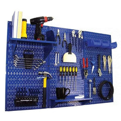 Wall Control - 48" Wide x 32" High Peg Board Kit - 3 Panels, Metal, Blue - Americas Industrial Supply