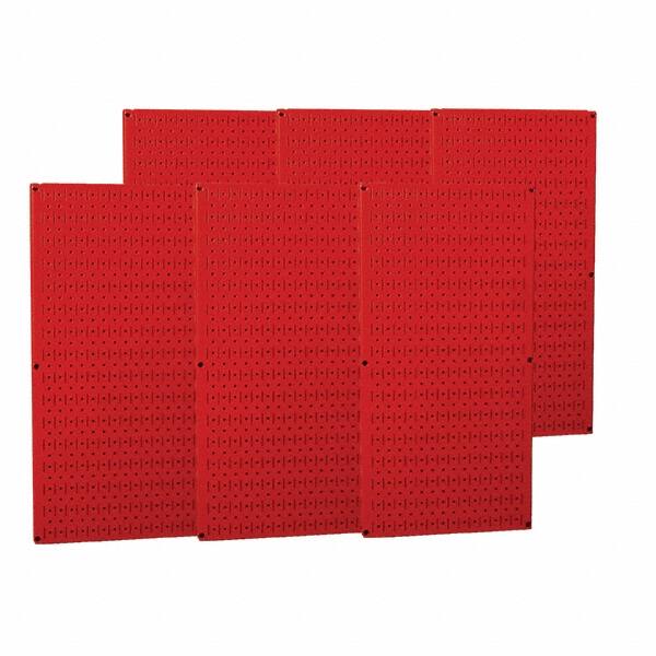 Wall Control - 96" Wide x 32" High Peg Board Storage Board - 6 Panels, Metal, Red - Americas Industrial Supply