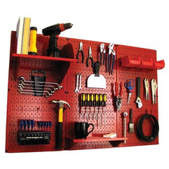 Wall Control - 48" Wide x 32" High Peg Board Kit - 3 Panels, Metal, Red - Americas Industrial Supply