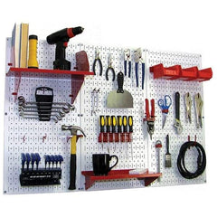 Wall Control - 48" Wide x 32" High Peg Board Kit - 3 Panels, Metal, White/Red - Americas Industrial Supply