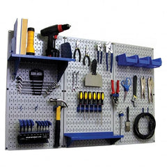 Wall Control - 48" Wide x 32" High Peg Board Kit - 3 Panels, Metal, Gray/Blue - Americas Industrial Supply