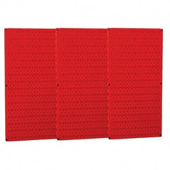 Wall Control - 48" Wide x 32" High Peg Board Storage Board - 3 Panels, Metal, Red - Americas Industrial Supply
