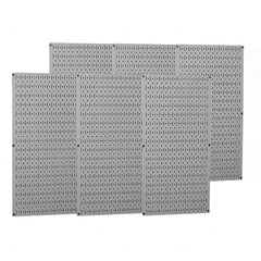 Wall Control - 96" Wide x 32" High Peg Board Storage Board - 6 Panels, Metal, Gray - Americas Industrial Supply