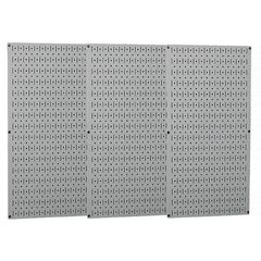 Wall Control - 48" Wide x 32" High Peg Board Storage Board - 3 Panels, Metal, Gray - Americas Industrial Supply