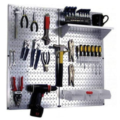 Wall Control - 32" Wide x 32" High Peg Board Kit - 2 Panels, Galvanized Steel, Galvanized/White - Americas Industrial Supply