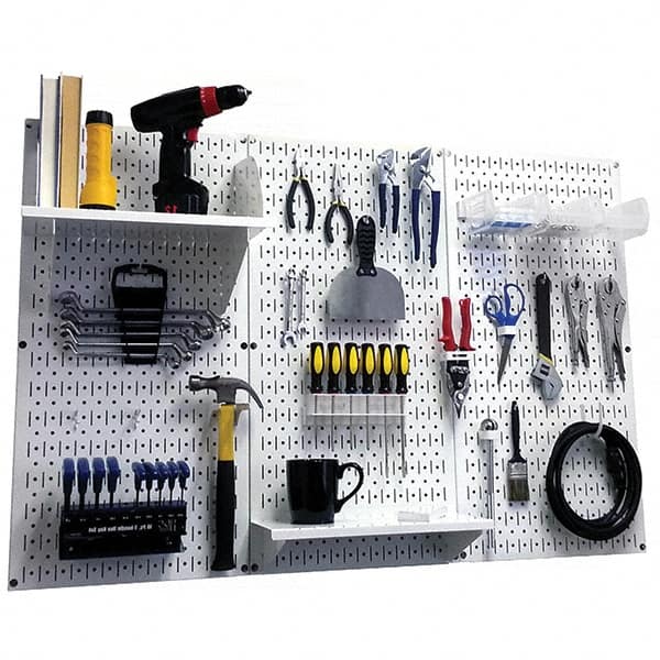 Wall Control - 48" Wide x 32" High Peg Board Kit - 3 Panels, Metal, White - Americas Industrial Supply