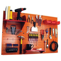 Wall Control - 48" Wide x 32" High Peg Board Kit - 3 Panels, Metal, Orange/Red - Americas Industrial Supply