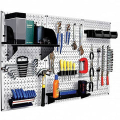 Wall Control - 48" Wide x 32" High Peg Board Kit - 3 Panels, Metal, White/Black - Americas Industrial Supply