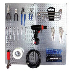 Wall Control - 32" Wide x 32" High Peg Board Kit - 2 Panels, Galvanized Steel, Galvanized/Black - Americas Industrial Supply