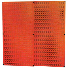 Wall Control - 32" Wide x 32" High Peg Board Storage Board - 2 Panels, Metal, Orange - Americas Industrial Supply