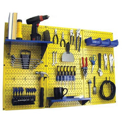 Wall Control - 48" Wide x 32" High Peg Board Kit - 3 Panels, Metal, Yellow/Blue - Americas Industrial Supply
