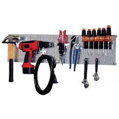 Wall Control - 32" Wide x 8" High Peg Board Kit - 1 Panels, Galvanized Steel, Galvanized/Black - Americas Industrial Supply