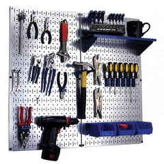 Wall Control - 32" Wide x 32" High Peg Board Kit - 2 Panels, Galvanized Steel, Galvanized/Blue - Americas Industrial Supply