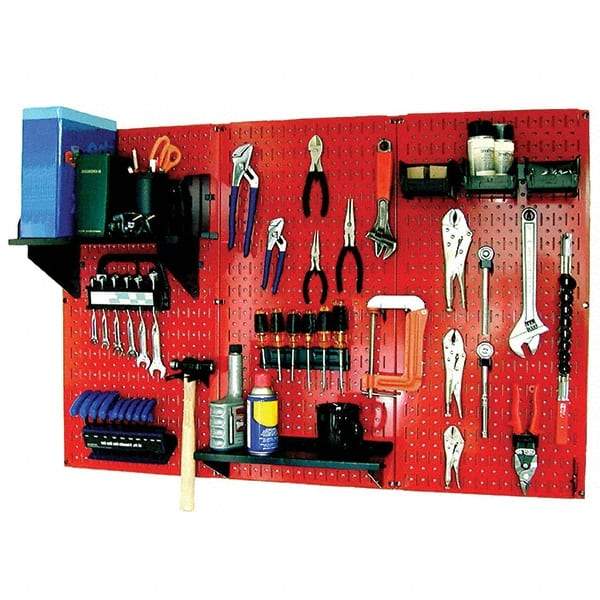 Wall Control - 48" Wide x 32" High Peg Board Kit - 3 Panels, Metal, Red/Black - Americas Industrial Supply