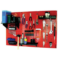 Wall Control - 48" Wide x 32" High Peg Board Kit - 3 Panels, Metal, Red/Black - Americas Industrial Supply
