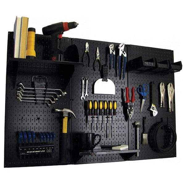 Wall Control - 48" Wide x 32" High Peg Board Kit - 3 Panels, Metal, Black - Americas Industrial Supply