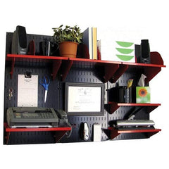Wall Control - 48" Wide x 32" High Industrial Steel Tool Board System - 3 Panels, Metal, Black/Red - Americas Industrial Supply