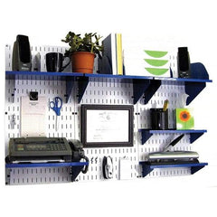 Wall Control - 48" Wide x 32" High Industrial Steel Tool Board System - 3 Panels, Metal, White/Blue - Americas Industrial Supply