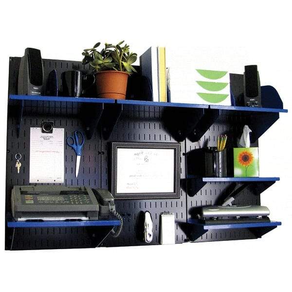 Wall Control - 48" Wide x 32" High Industrial Steel Tool Board System - 3 Panels, Metal, Black/Blue - Americas Industrial Supply