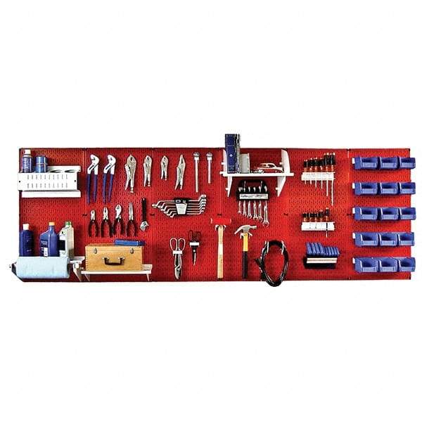 Wall Control - 96" Wide x 32" High Peg Board Kit - 6 Panels, Metal, Red/White - Americas Industrial Supply