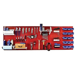Wall Control - 96" Wide x 32" High Peg Board Kit - 6 Panels, Metal, Red/White - Americas Industrial Supply