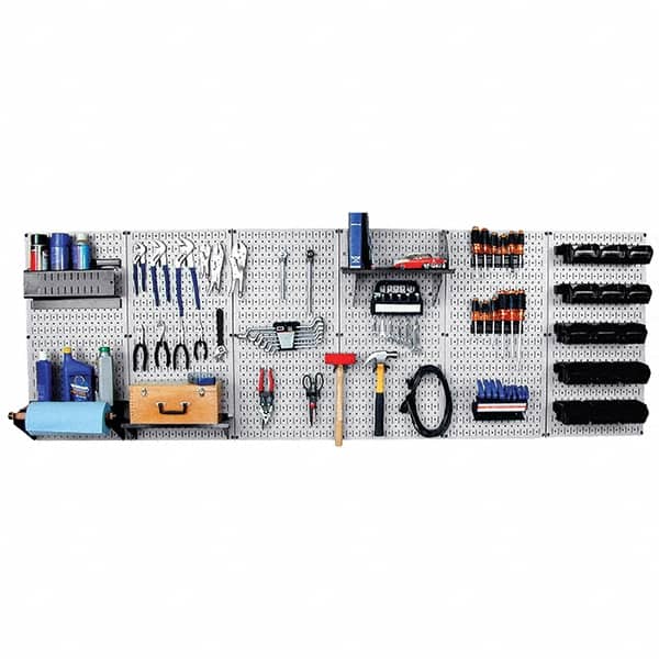 Wall Control - 96" Wide x 32" High Peg Board Kit - 6 Panels, Metal, Gray/Black - Americas Industrial Supply