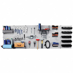 Wall Control - 96" Wide x 32" High Peg Board Kit - 6 Panels, Metal, Gray/Black - Americas Industrial Supply