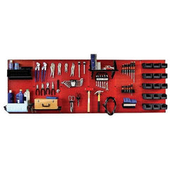 Wall Control - 96" Wide x 32" High Peg Board Kit - 6 Panels, Metal, Red/Black - Americas Industrial Supply