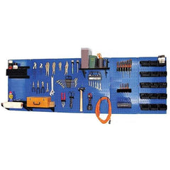 Wall Control - 96" Wide x 32" High Peg Board Kit - 6 Panels, Metal, Blue/Black - Americas Industrial Supply