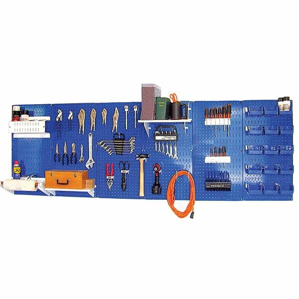Wall Control - 96" Wide x 32" High Peg Board Kit - 6 Panels, Metal, Blue/White - Americas Industrial Supply