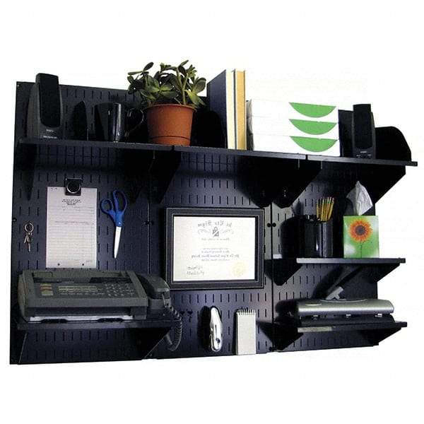 Wall Control - 48" Wide x 32" High Industrial Steel Tool Board System - 3 Panels, Metal, Black - Americas Industrial Supply